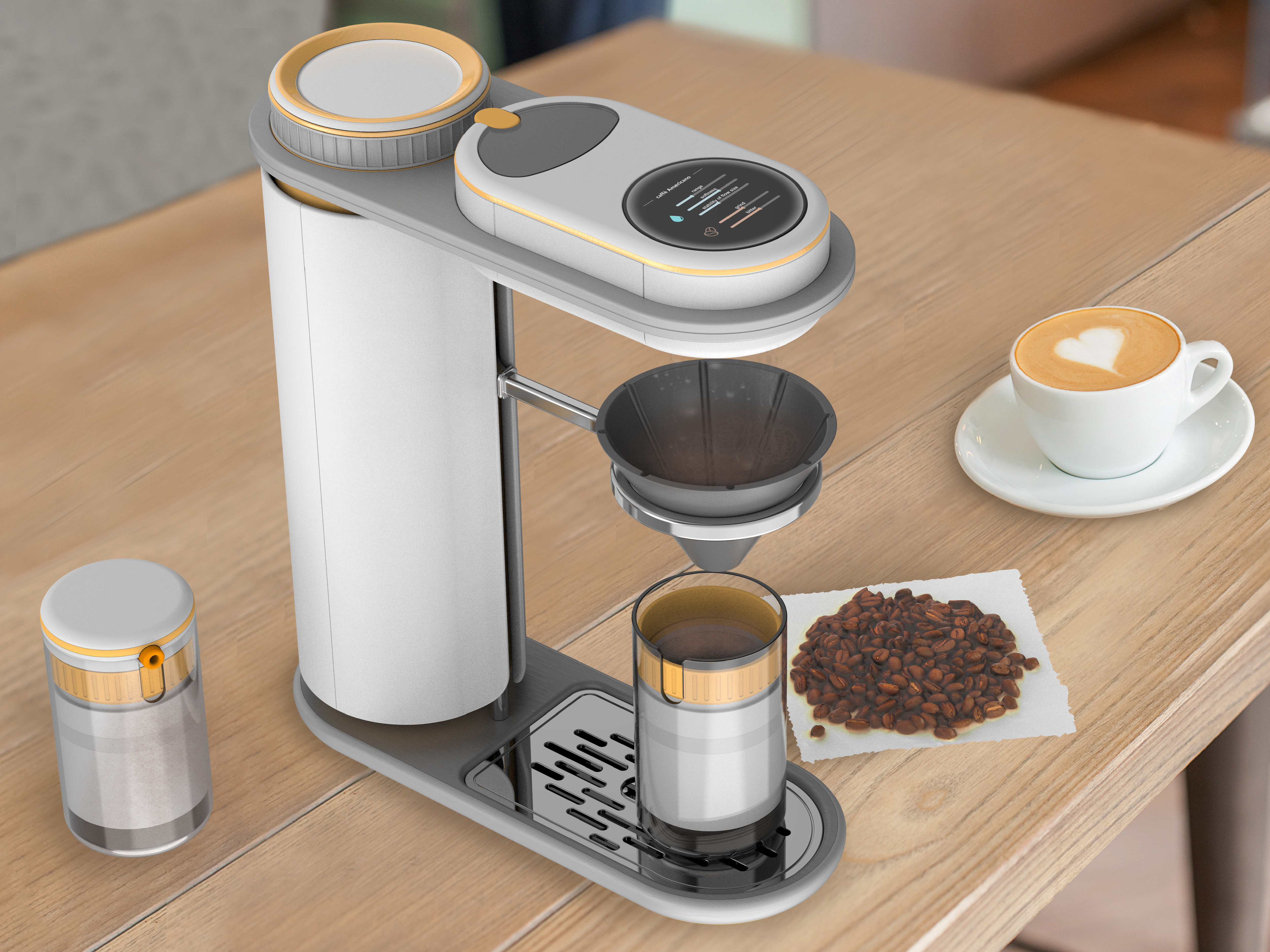 Kai-Jie Xue developed a product, the "Coffee COleaner" smart coffee brewing machine, which not only can brew coffee but also has the added feature of transforming coffee grounds into a natural cleaning agent.